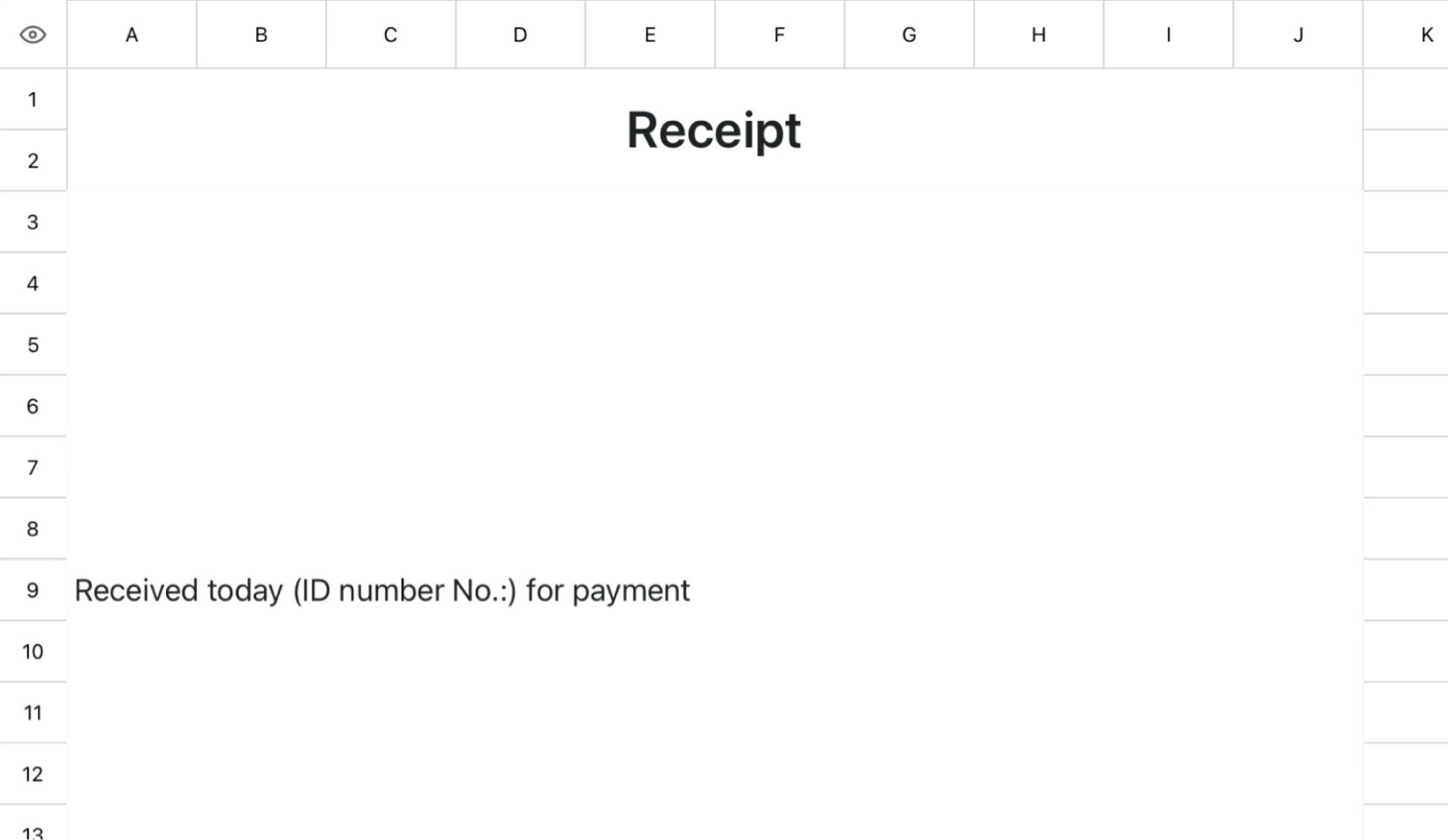 Handwritten Universal Collection Receipt Template